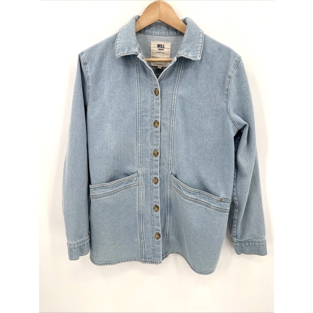 Sezane Womens Light Blue Will Denim Jacket Size Small French Style Designer